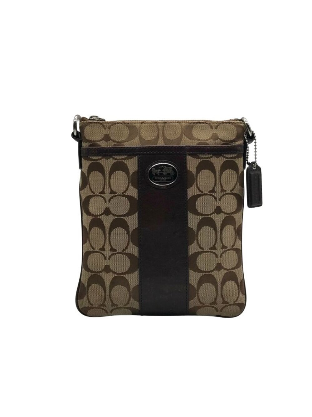 Khaki & Brown Coach Signature Canvas Crossbody Bag 43976